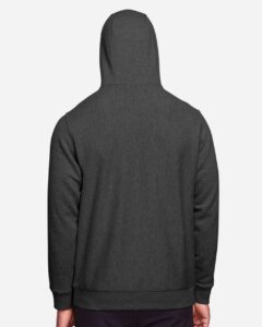 Team 365 TT96 Unisex Zone HydroSport™ Heavyweight Hooded Sweatshirt – Dark Grey Heather (on model back)