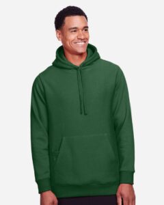 Team 365 TT96 Unisex Zone HydroSport™ Heavyweight Hooded Sweatshirt – Sport Dark Green (on model)