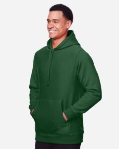 Team 365 TT96 Unisex Zone HydroSport™ Heavyweight Hooded Sweatshirt – Sport Dark Green (on model side)