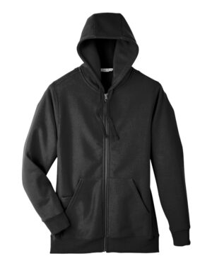Team 365 TT95 Unisex Zone HydroSport™ Heavyweight Full-Zip Hooded Sweatshirt – Black