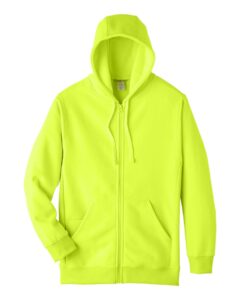 Team 365 TT95 Unisex Zone HydroSport™ Heavyweight Full-Zip Hooded Sweatshirt – Safety Yellow