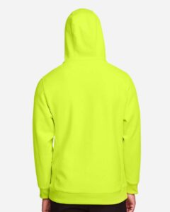 Team 365 TT95 Unisex Zone HydroSport™ Heavyweight Full-Zip Hooded Sweatshirt – Safety Yellow (on model back)