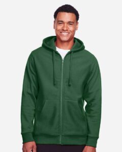 Team 365 TT95 Unisex Zone HydroSport™ Heavyweight Full-Zip Hooded Sweatshirt – Sport Dark Green (on model)