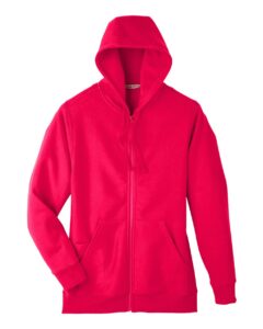 Team 365 TT95 Unisex Zone HydroSport™ Heavyweight Full-Zip Hooded Sweatshirt – Sport Red
