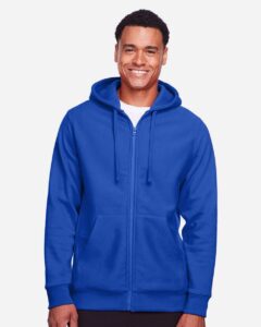 Team 365 TT95 Unisex Zone HydroSport™ Heavyweight Full-Zip Hooded Sweatshirt – Sport Royal (on model)