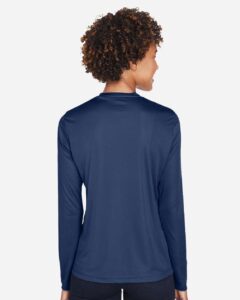 Team 365 TT11WL Women’s Zone Performance Long Sleeve T-Shirt – Sport Dark Navy (on model back)