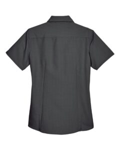 Harriton M560W Women’s Barbados Textured Camp Shirt – Black (back)