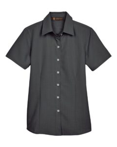 Harriton M560W Women’s Barbados Textured Camp Shirt – Black