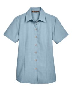 Harriton M560W Women’s Barbados Textured Camp Shirt – Cloud Blue