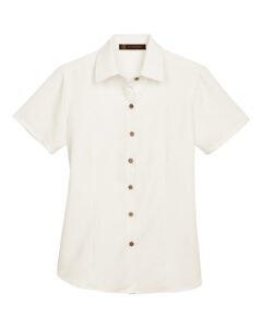 Harriton M560W Women’s Barbados Textured Camp Shirt – Cream