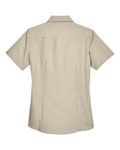 Harriton M560W Women’s Barbados Textured Camp Shirt – Khaki (back)