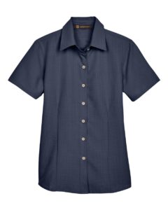Harriton M560W Women’s Barbados Textured Camp Shirt – Navy