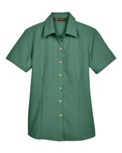 Harriton M560W Women’s Barbados Textured Camp Shirt – Palm Green