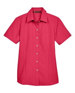 Harriton M560W Women’s Barbados Textured Camp Shirt – Parrot Red