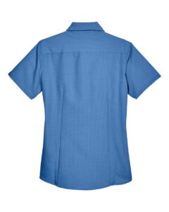 Harriton M560W Women’s Barbados Textured Camp Shirt – Pool Blue (back)