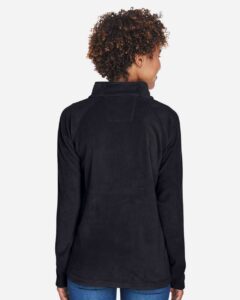 Team 365 TT90W Women’s Campus Microfleece Jacket – Black (on model back)