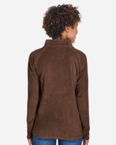 Team 365 TT90W Women’s Campus Microfleece Jacket – Sport Dark Brown (on model back)