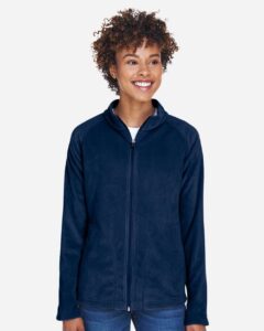 Team 365 TT90W Women’s Campus Microfleece Jacket – Sport Dark Navy (on model)