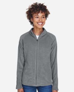 Team 365 TT90W Women’s Campus Microfleece Jacket – Sport Graphite (on model)