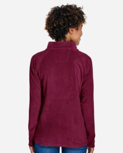 Team 365 TT90W Women’s Campus Microfleece Jacket – Sport Maroon (on model back)