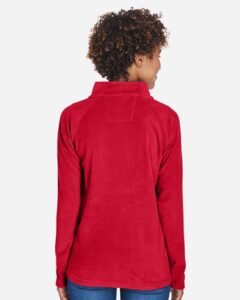 Team 365 TT90W Women’s Campus Microfleece Jacket – Sport Red (on model back)