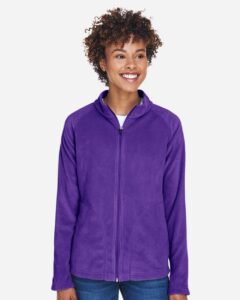 Team 365 TT90W Women’s Campus Microfleece Jacket – Sport Purple (on model)