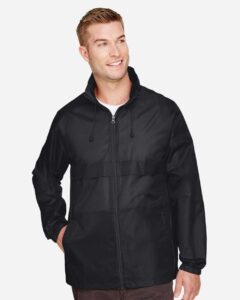 Team 365 TT73 Unisex Zone Protect Lightweight Jacket – Black (on model)