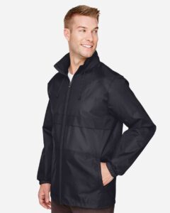 Team 365 TT73 Unisex Zone Protect Lightweight Jacket – Black (on model side)