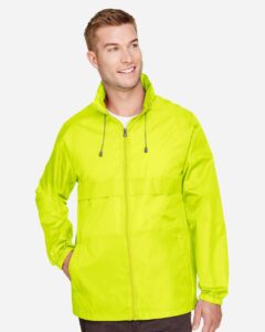 Team 365 TT73 Unisex Zone Protect Lightweight Jacket – Safety Yellow (on model)