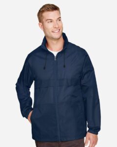Team 365 TT73 Unisex Zone Protect Lightweight Jacket – Sport Dark Navy (on model)