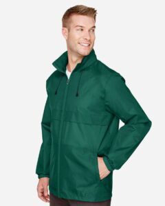 Team 365 TT73 Unisex Zone Protect Lightweight Jacket – Sport Forest (on model side)