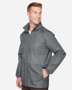 Team 365 TT73 Unisex Zone Protect Lightweight Jacket – Sport Graphite (on model side)