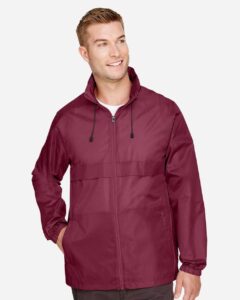 Team 365 TT73 Unisex Zone Protect Lightweight Jacket – Sport Maroon (on model)
