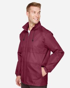 Team 365 TT73 Unisex Zone Protect Lightweight Jacket – Sport Maroon (on model side)