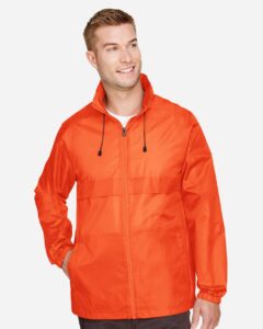 Team 365 TT73 Unisex Zone Protect Lightweight Jacket – Sport Orange (on model)