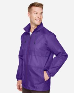 Team 365 TT73 Unisex Zone Protect Lightweight Jacket – Sport Purple (on model side)