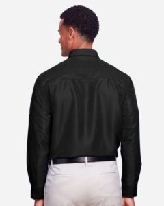 Harriton M580L Men’s Key West Performance Staff Shirt – Black (on model back)