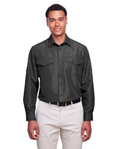 Harriton M580L Men’s Key West Performance Staff Shirt – Dark Charcoal (on model)