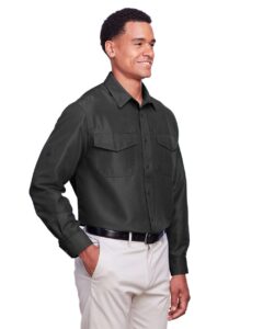 Harriton M580L Men’s Key West Performance Staff Shirt – Dark Charcoal (on model side)