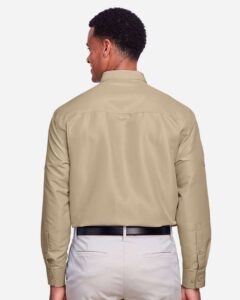 Harriton M580L Men’s Key West Performance Staff Shirt – Khaki (on model back)