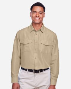 Harriton M580L Men’s Key West Performance Staff Shirt – Khaki (on model)