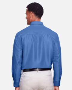 Harriton M580L Men’s Key West Performance Staff Shirt – Pool Blue (on model back)