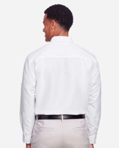 Harriton M580L Men’s Key West Performance Staff Shirt – White (on model back)