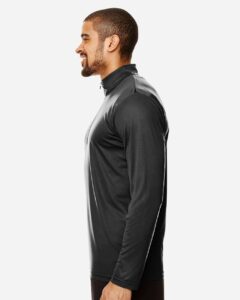 Team 365 TT31 Men’s Zone Performance Quarter-Zip Pullover – Black (on model side)