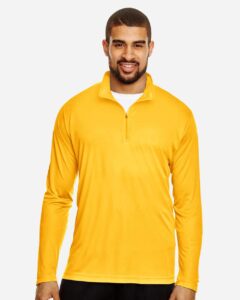Team 365 TT31 Men’s Zone Performance Quarter-Zip Pullover – Sport Athletic Gold (on model)