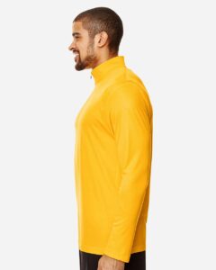 Team 365 TT31 Men’s Zone Performance Quarter-Zip Pullover – Sport Athletic Gold (on model side)