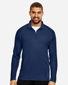 Team 365 TT31 Men’s Zone Performance Quarter-Zip Pullover – Sport Dark Navy (on model)