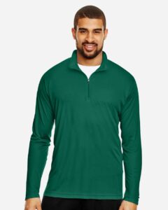 Team 365 TT31 Men’s Zone Performance Quarter-Zip Pullover – Sport Forest (on model)