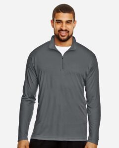 Team 365 TT31 Men’s Zone Performance Quarter-Zip Pullover – Sport Graphite (on model)