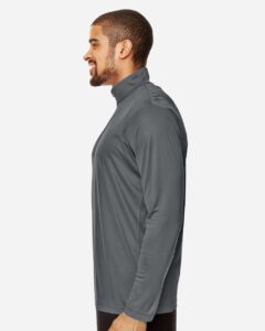 Team 365 TT31 Men’s Zone Performance Quarter-Zip Pullover – Sport Graphite (on model side)